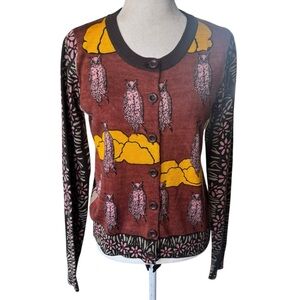 Anthropologie Knitted Dove Owl Cardigan